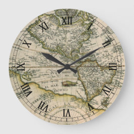 Reloj Redondo Grande Mapa antiguo, 1596, América Sive Novus Orbis