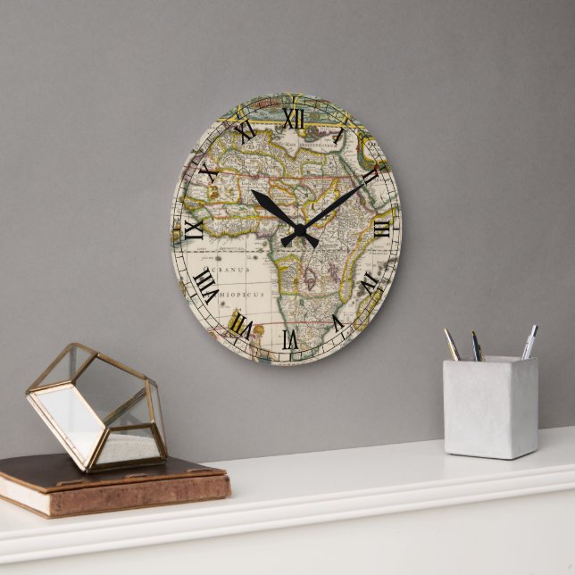 Reloj Redondo Grande Mapa antiguo de África de Hondius y Jansson (Oficina)