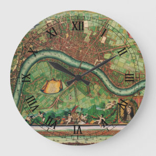 Reloj Redondo Grande Mapa Antiguo de las Calles de Londres por Johannes