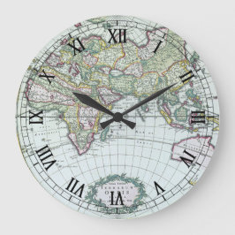 Reloj Redondo Grande Mapa Antiguo del Mundo del Siglo XVII, Frederick D
