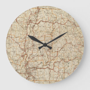 Reloj Redondo Grande Mapa automovilístico de Massachusetts coche geográ