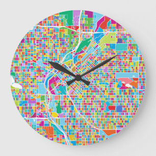 Reloj Redondo Grande Mapa colorido de Denver