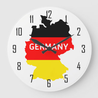 Reloj Redondo Grande Mapa de Alemania con la bandera y números