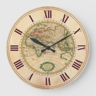 Reloj Redondo Grande Mapa de Antigüedades del Mundo