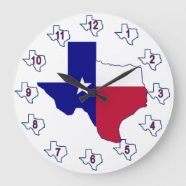 Reloj Redondo Grande Mapa de bandera de Texas