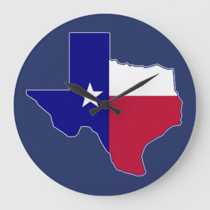 Reloj Redondo Grande Mapa de bandera de Texas