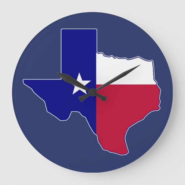 Reloj Redondo Grande Mapa de bandera de Texas (Anverso)