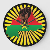 Mapa de Burkina, bandera y puño de la revolución