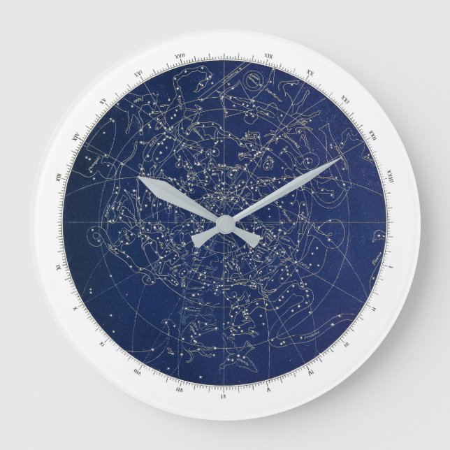 Reloj Redondo Grande Mapa de estrellas de época (Anverso)