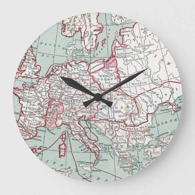 Reloj Redondo Grande MAPA De EUROPA, siglo XII (Anverso)