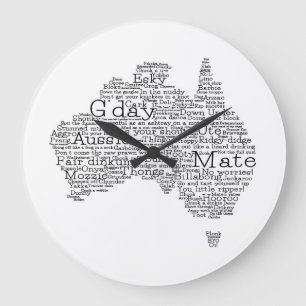 Reloj Redondo Grande Mapa de jerga de Australia