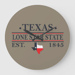 Reloj Redondo Grande Mapa de la bandera de Texas con el estado de la es