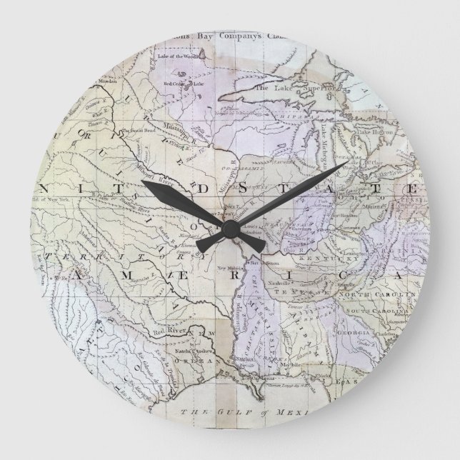 Reloj Redondo Grande MAPA DE LOS ESTADOS UNIDOS, c1812 (Anverso)