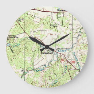 Reloj Redondo Grande Mapa de Luckenbach TX