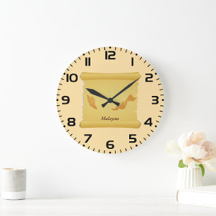 Reloj Redondo Grande Mapa de Malasia de época recorre Viajes del Viejo 