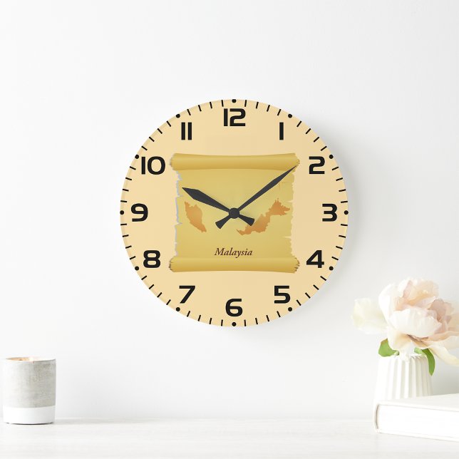Reloj Redondo Grande Mapa de Malasia de época recorre Viajes del Viejo  (Subido por el creador)