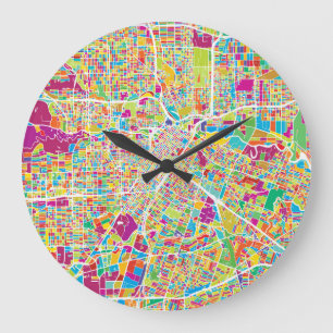 Reloj Redondo Grande Mapa de neón de Houston, Tejas el