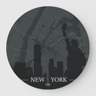 Reloj Redondo Grande Mapa de Nueva York
