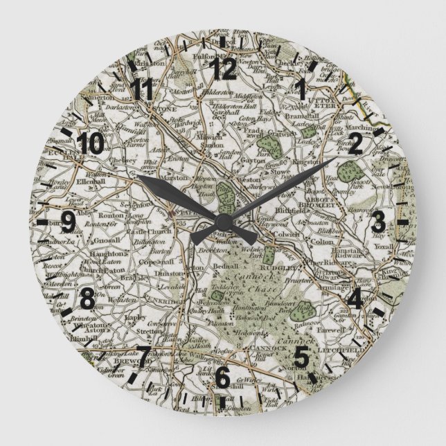 RELOJ REDONDO GRANDE MAPA DE STAFFORDSHIRE, 1793 (Anverso)