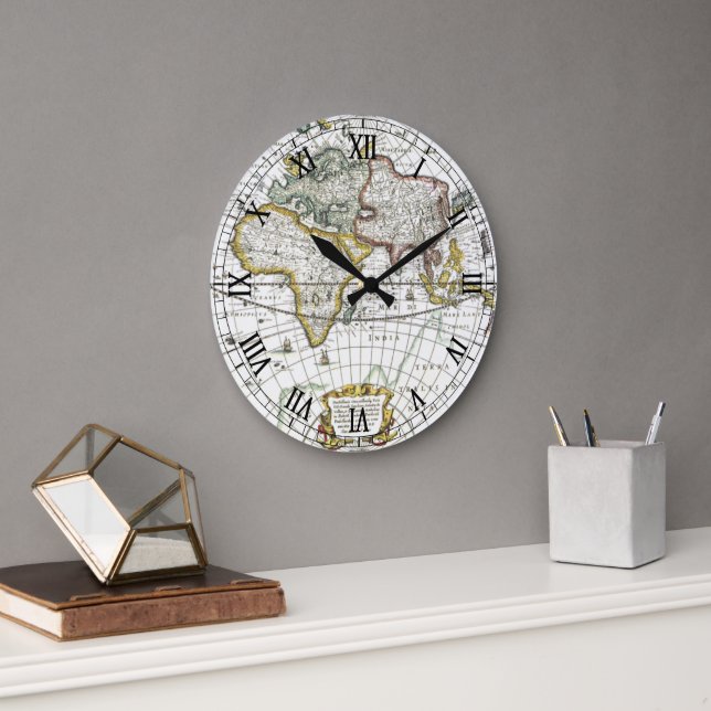 Reloj Redondo Grande Mapa del Antiguo Mundo de Hendrik Hondius, 1630 (Oficina)