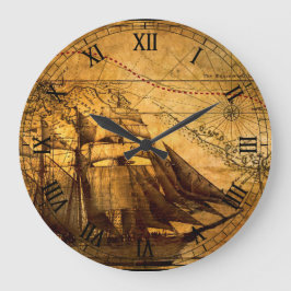 Reloj Redondo Grande Mapa del mundo antiguo