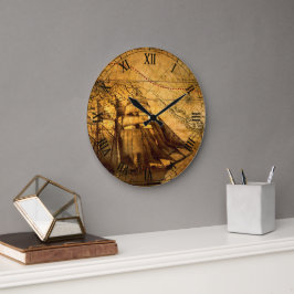Reloj Redondo Grande Mapa del mundo antiguo