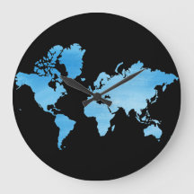 Mapa del mundo azul minimalista arte acuarela