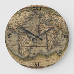 Reloj Redondo Grande Mapa del mundo de Ortelius