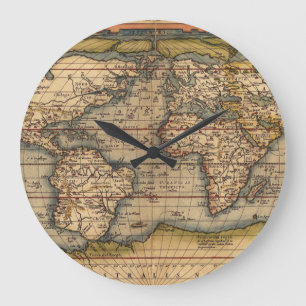 Reloj Redondo Grande Mapa del Mundo de Vintage de Abraham Ortelius 1564