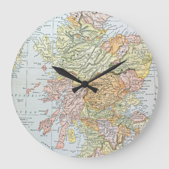 RELOJ REDONDO GRANDE MAPA: ESCOCIA (Anverso)