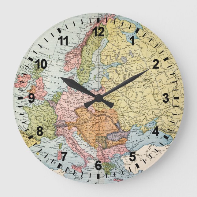 RELOJ REDONDO GRANDE MAPA: EUROPA, 1885 (Anverso)