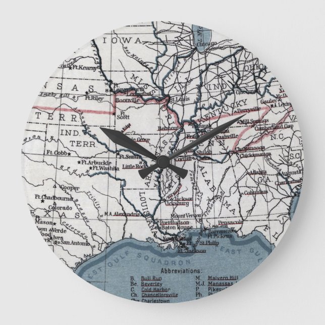 RELOJ REDONDO GRANDE MAPA: GUERRA CIVIL, 1861 (Anverso)