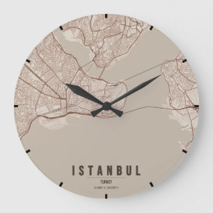 Reloj Redondo Grande Mapa minimalista de la ciudad de Estambul Turquía
