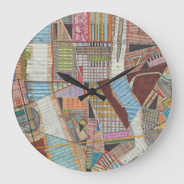Reloj Redondo Grande Mapa moderno de Nueva York II (Anverso)