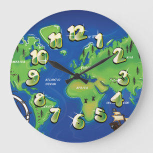 Reloj Redondo Grande Mapa Mundial