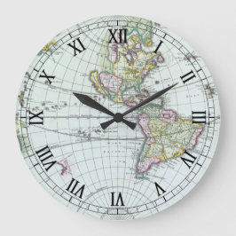 Reloj Redondo Grande Mapa Mundial de Antigüedades del Siglo XVII, Frede