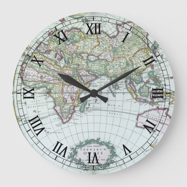Reloj Redondo Grande Mapa Mundial de Antigüedades del Siglo XVII, Frede (Anverso)