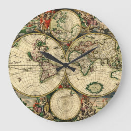 Reloj Redondo Grande Mapa Mundial de Regalos de 1689