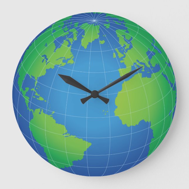 Reloj Redondo Grande Mapa mundial del planeta (Anverso)