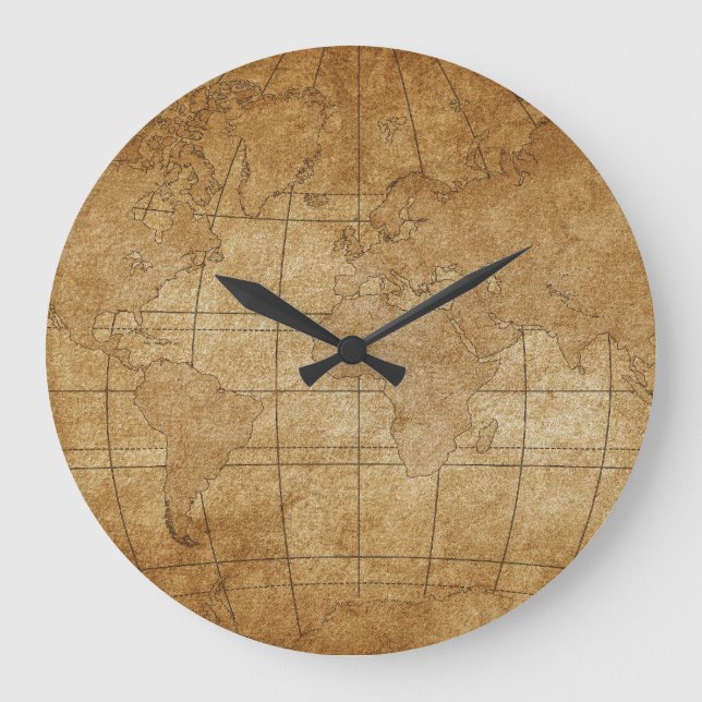 Reloj Redondo Grande Mapa Mundial: Guía de Exploración Global (Anverso)