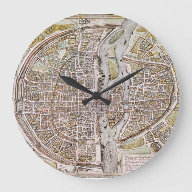 RELOJ REDONDO GRANDE MAPA PARÍS, 1581 (Anverso)