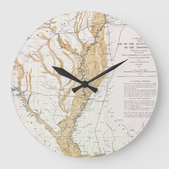 RELOJ REDONDO GRANDE MAPA: RÍO MISISIPI, 1861 (Anverso)