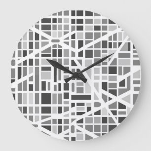 Reloj Redondo Grande Mapa urbano moderno Decoración de oficina gris bla