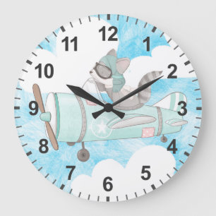 Reloj Redondo Grande Mapache piloto de avión