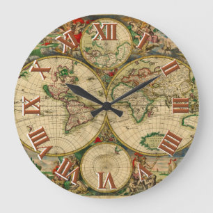 Reloj Redondo Grande Mapas antiguos del mundo