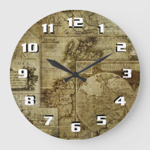 Reloj Redondo Grande Mapas antiguos del mundo