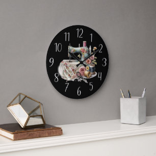 Reloj Redondo Grande máquina de amantes de costura lindos