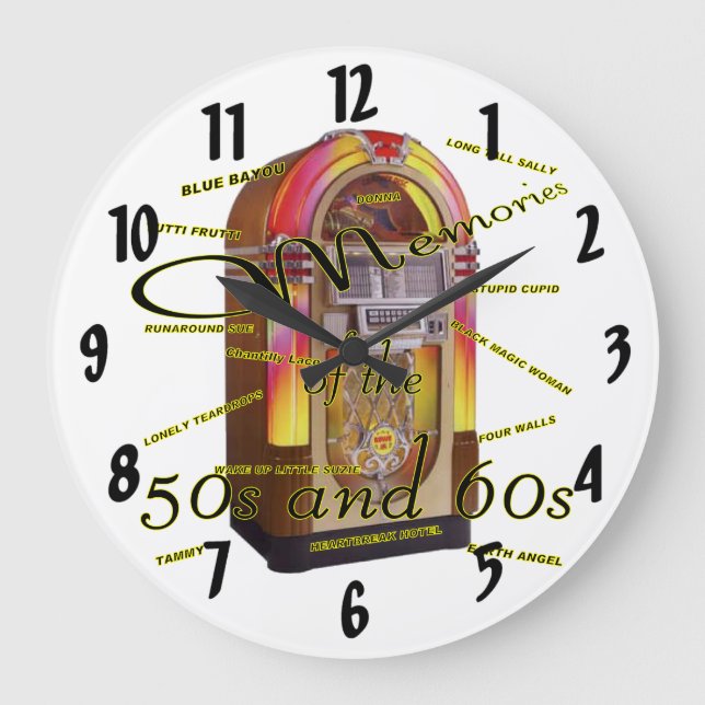 Reloj Redondo Grande Máquina tocadiscos fabulosa de los años 50 (Anverso)