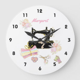 Reloj Redondo Grande Máquina Y Tejido De Coser
