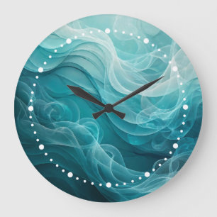 Reloj Redondo Grande Mar azul turquesa cielo remolino soñador